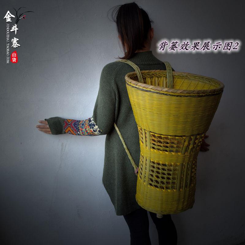手工竹编背篓宝宝小背篓竹椅餐椅采摘篓竹筐背袋舞蹈道具