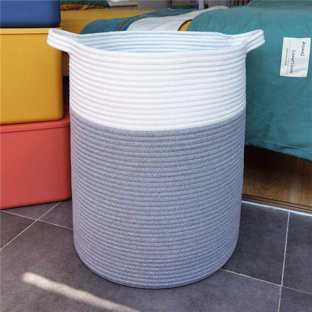 跨境棉绳收纳篮家居整理储物编织高桶大号玩具脏衣物储物篓出口