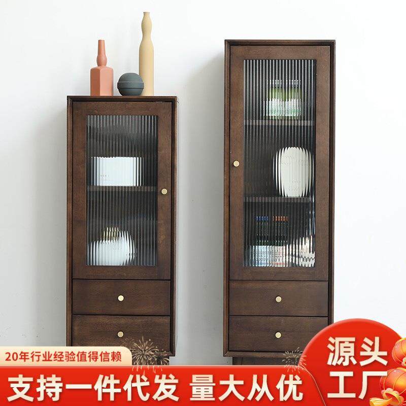 家逸客厅电视柜组合边柜小酒柜轻奢风立柜实木旁柜装饰柜展示柜