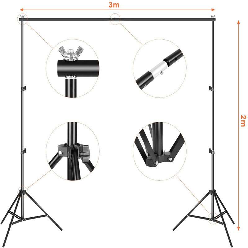 摄影器材2*3米背景布架横杆送背景布2*1.5米绿色白色黑色套装组合