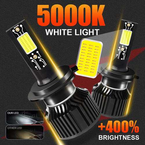 2PCS汽车LED前大灯泡聚光CSP芯片H1H4H7H11超亮白光5000K远近一体