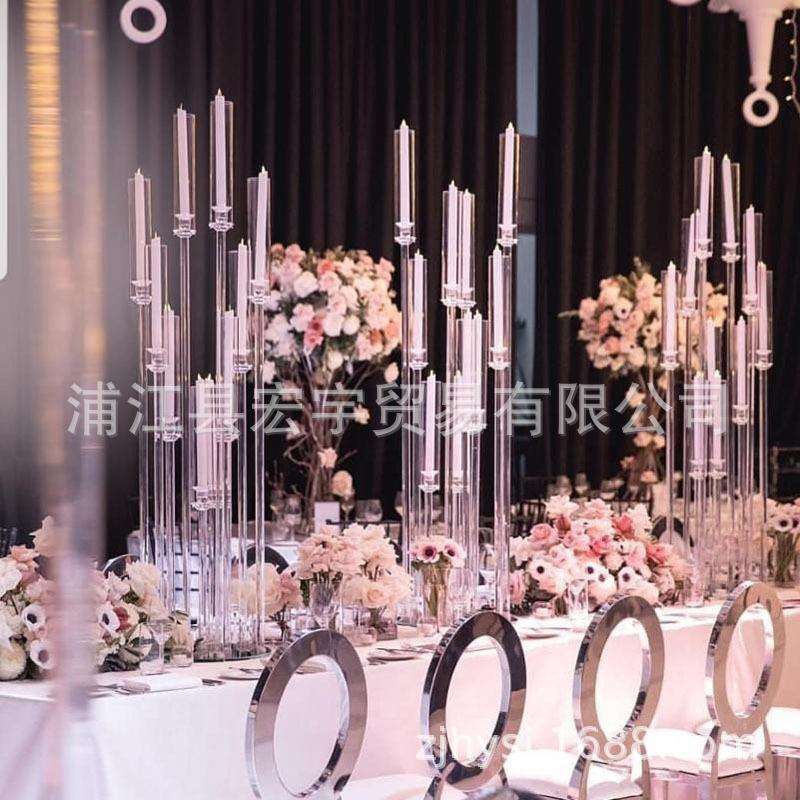 欧式10头水晶烛台玻璃婚庆道具烛台摆件样板间酒店软装烛台