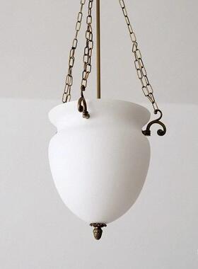 美式复古玻璃餐厅卧室吊灯全铜花苞客厅过道玄关法式中古楼梯吊灯