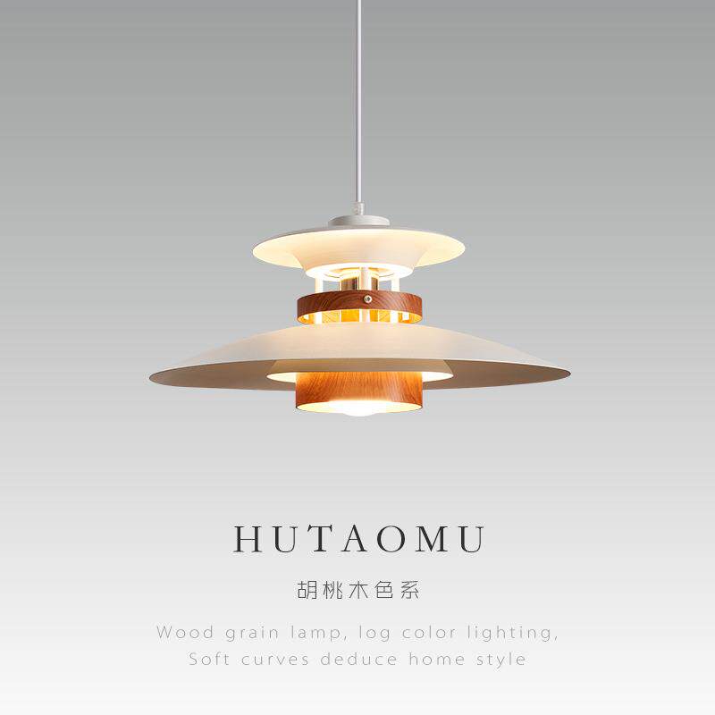 餐厅吊灯艺术木纹设计ph5日式复古风餐台灯中古民宿木艺书房灯具