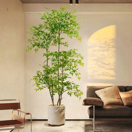 植物南天竹落地盆栽室内大型仿生绿植摆件客厅轻奢装饰花假树绢花