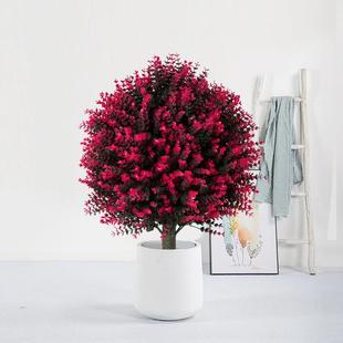 亚马逊爆款仿真绿植仿真柏树黄杨木地插小柏树盆景薰衣草假树盆栽