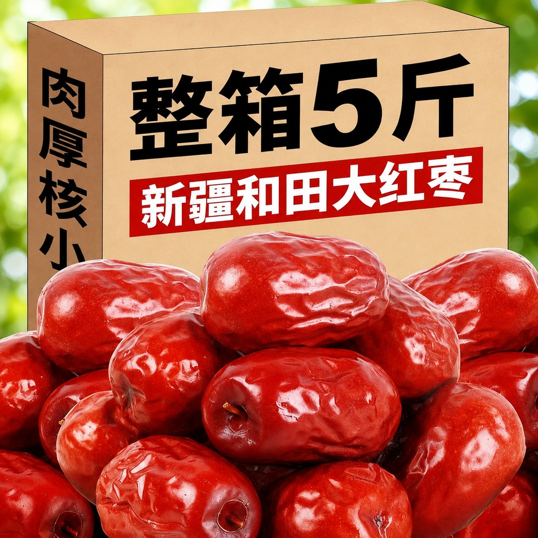 5斤装大枣即食煮粥煲汤优质红枣新疆特产吊干大红枣核小肉厚