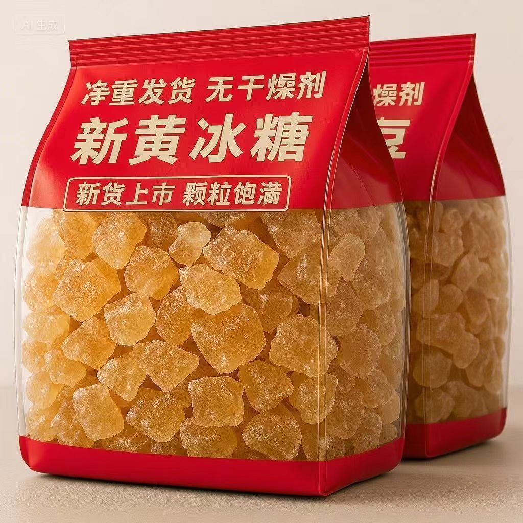 广西黄冰糖5斤甘蔗熬制老冰糖小颗粒多晶冰糖批发1斤厨房食用糖