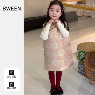 女童中国风春款连衣裙2026新款洋气儿童拜年服时尚保暖夹棉旗袍裙
