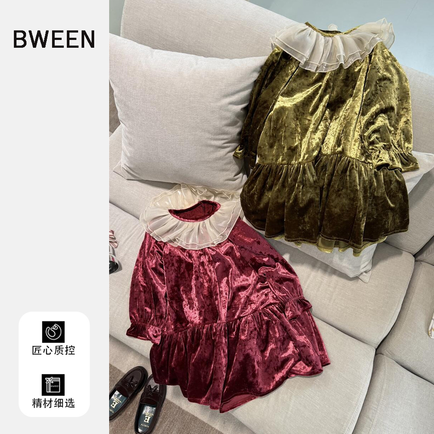 颜色太可了的丝绒女童连衣裙冬季