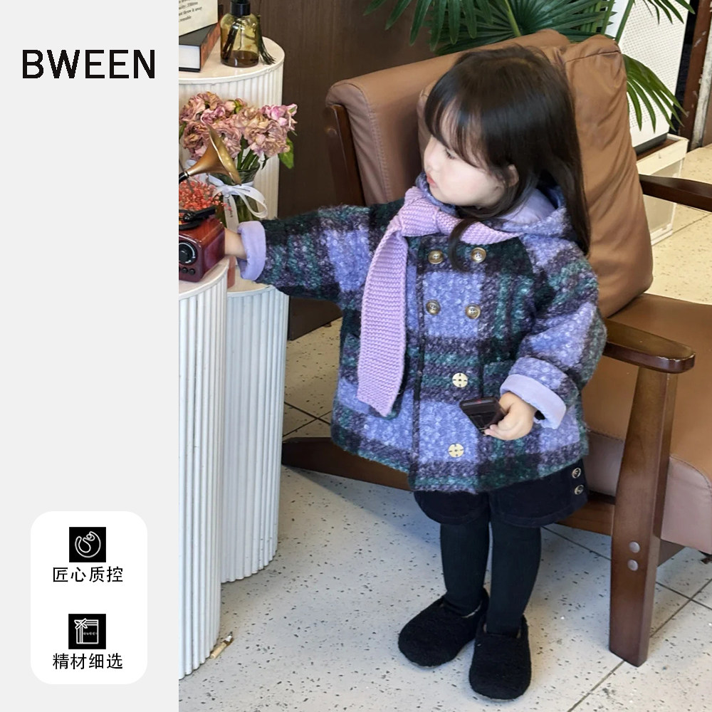 女童外套冬季2025新款韩版洋气休闲女宝宝紫色格纹保暖儿童冬上衣,童装/婴儿装/亲子装,普通外套,淘宝优惠券,粉丝福利购,淘宝优惠卷