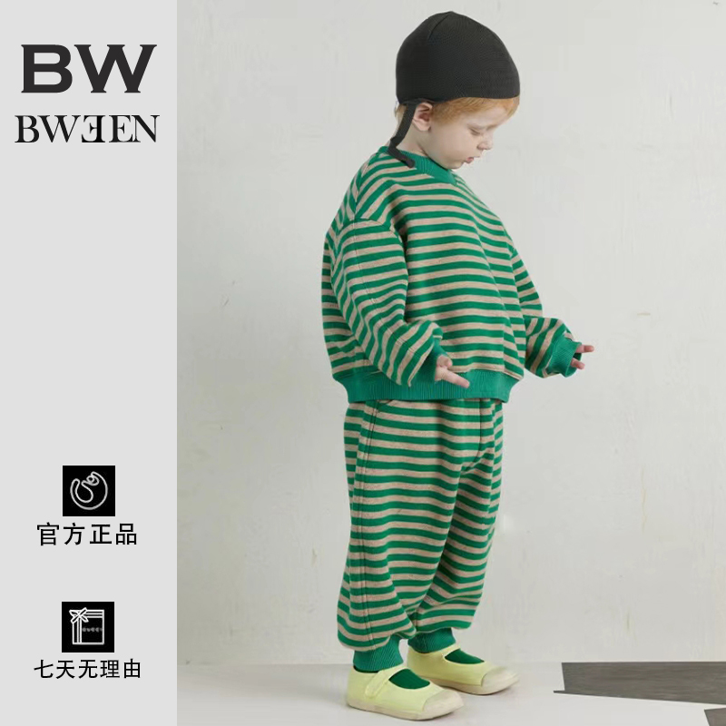 好穿Bi入~条纹加绒卫衣两件套