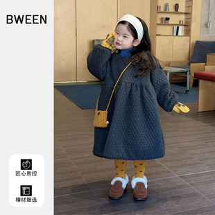 女童连衣裙冬季韩系女宝宝洋气时尚夹棉保暖长袖裙子儿童冬装潮