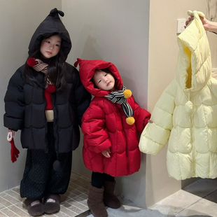 女童羽绒服冬装2025新款洋气儿童韩版宝宝时尚白鸭绒保暖连帽外套