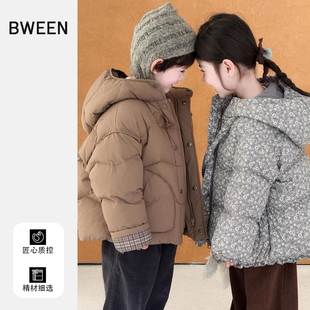 女童羽绒服冬季韩系女宝宝洋气百搭碎花加厚连帽外套儿童上衣冬天