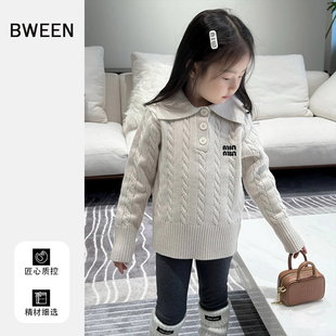 女童毛衣冬季2025新款女宝宝韩版保暖洋气polo领儿童针织衫冬天