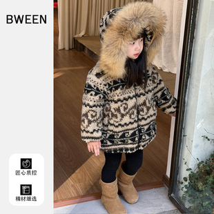 女童冬季羊羔绒外套2025新款洋气儿童韩版宝宝时尚保暖大毛领上衣