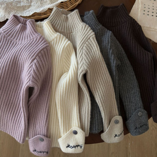 韩国童装女童打底衫冬季2025新款洋气宝宝加厚毛衣儿童时尚针织衫