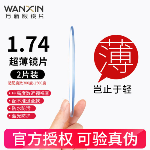 万新1.74超薄防蓝光辐射眼镜片