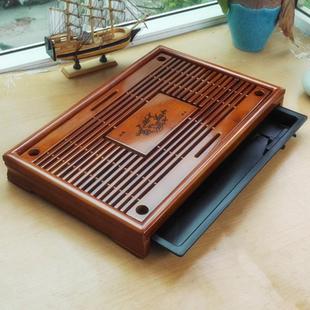 两用小号办公室用茶台原木简易功夫茶托盘 小型茶盘实木家用抽屉式