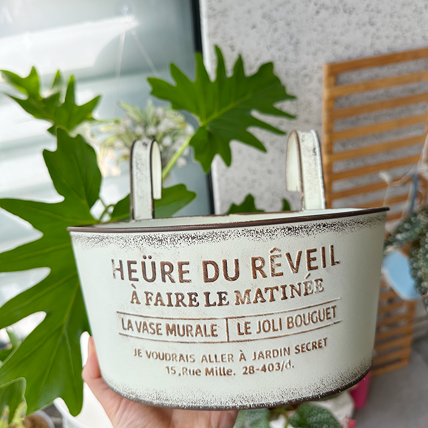 阳台双把手挂盆法式风格花园围栏铁艺盆日式园艺杂货阳台垂吊花盆