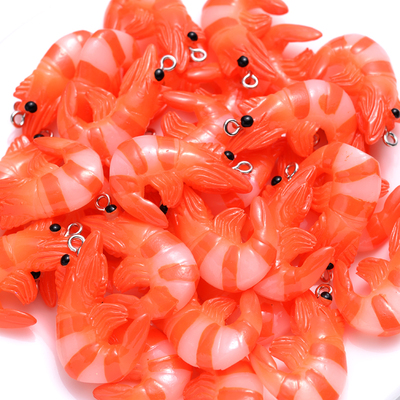 极速10Pcs Cfharms Simulation Shrimp 20x30mm Resin Pendant fo