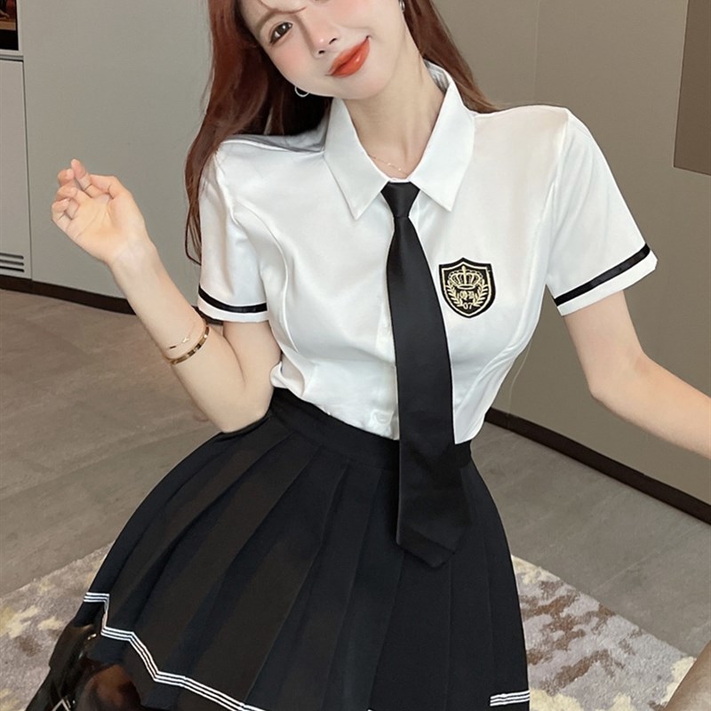 极速足浴技师工作服足疗气质套装女夏KTV公主P学院风jk制服衬衫百