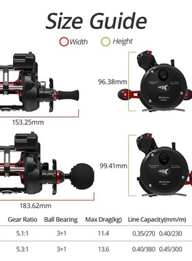 极速ReKon Line Counter sTrolling Fishing Reel Round Baitcast