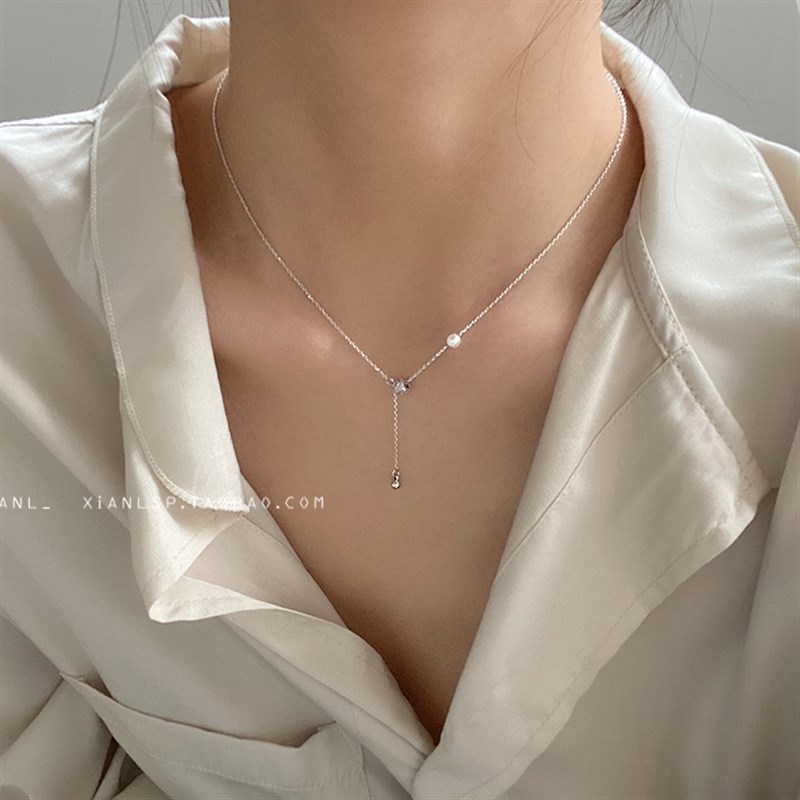 极速轻奢小众珍珠项链女p2021年新款潮极细链条锁骨链配饰设计感