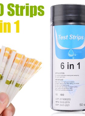 极速50pccs Aquarium Test Strip 6 In 1 PH Degree Testing Fish