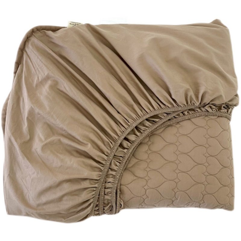 极速纯棉夹棉床笠 绗缝爱心图案简约纯色床垫N保护套 防滑水洗加