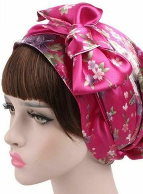 极速Wo Silk Shower Cap sNight Sleep Cap Hair Bonnet Hat Head