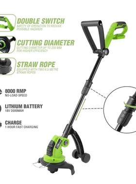 极速WORKPRO Cordless Grass Trimmer 18VI 2000mAh Electric Tri