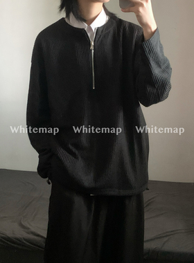wtmp半拉链套头质感毛衣男女韩版秋季宽松慵懒风针织衫百搭上衣