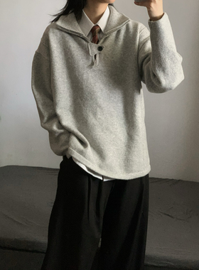 wtmp秋冬日系复古慵懒风立领拉链套头毛衣男女潮牌宽松休闲针织衫