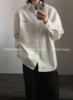 wtmp秋季设计纯棉口袋刺绣长袖衬衫男女潮牌休闲百搭简约衬衣外套