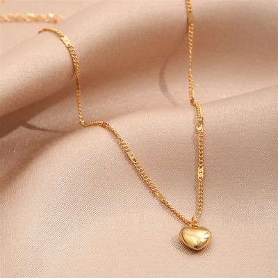 新品Gold Love Pendant Necklace female peach heart clavicle c