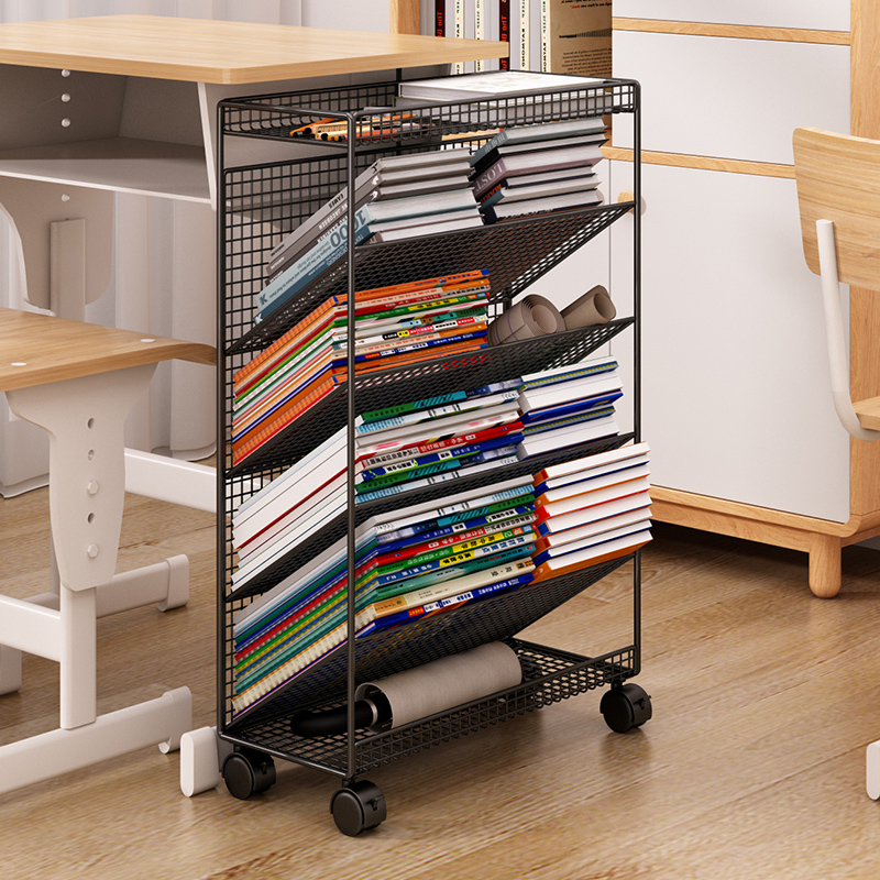 速发可移动易架书架带轮置物边小型落地简桌收纳架置物柜书柜桌下