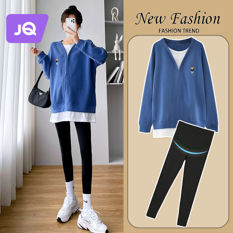 速发孕妇装0装春秋2套气新款卫衣遮屁股时尚上衣孕妇裤子洋2