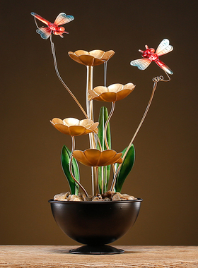 速发创意悬壶流水摆件循环开生财办公客室厅桌面装饰摆设乔迁水业