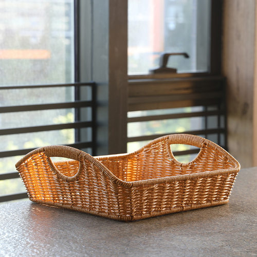 速发长方形托盘仿藤编 客厅茶几茶坏茶具收家纳 盘用水果零