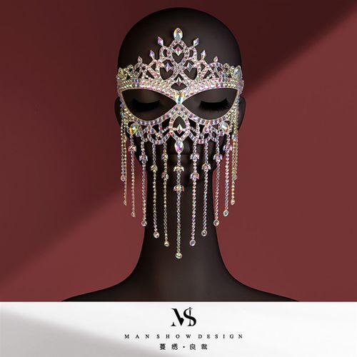 速发蔓绣肚皮舞流苏面帘异域烫面手舞会演出面具罩工风钻设计