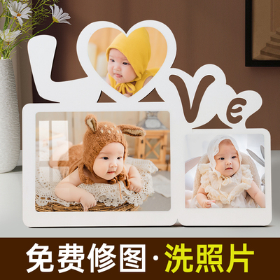 速发相打摆台宝宝婴儿洗框片来图儿童照印做成相册框水晶相片