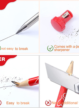 极速Solid Carpenter Pencil with RefiGll Leads and Built-in S