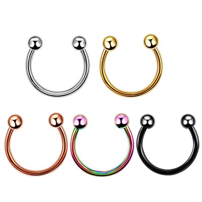 新品10pcs/lot Steel ndy Nose Septum Hoop Lip RingsV Circular