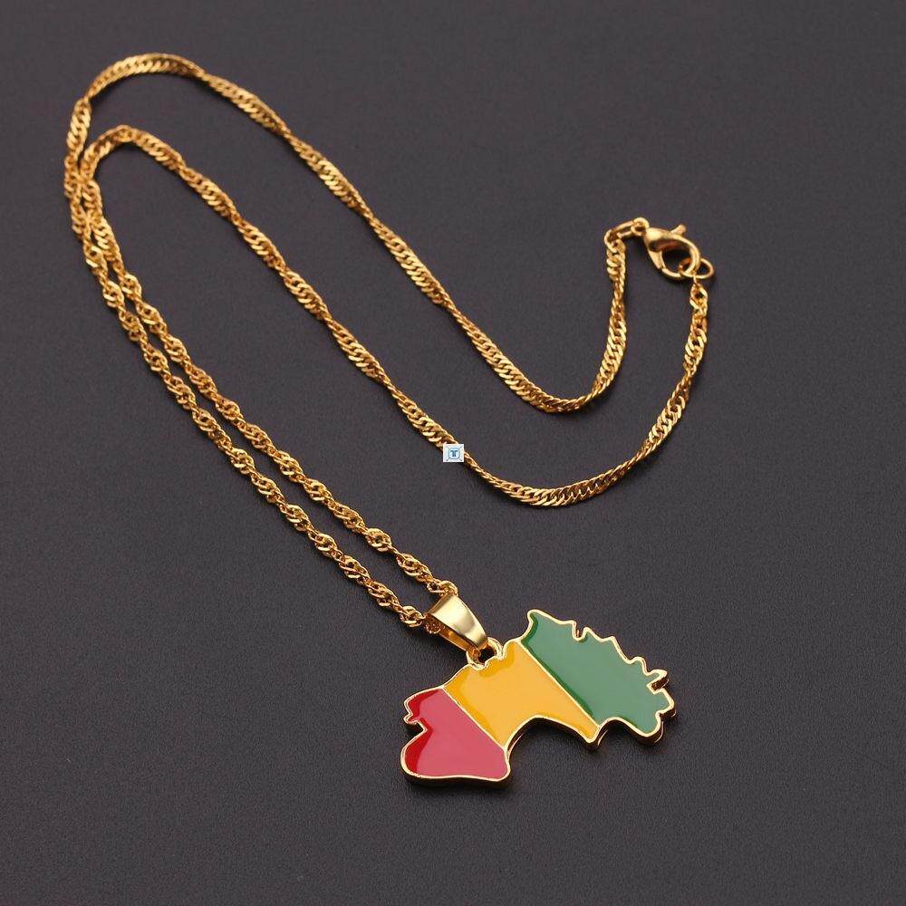 极速NEW Country Map Flag Necklzace Africa Guinea Ghana Liber