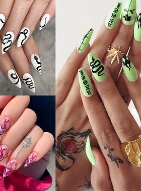 极速24pcs Snake Shape Wear Long Paragraph FasShion Manicure