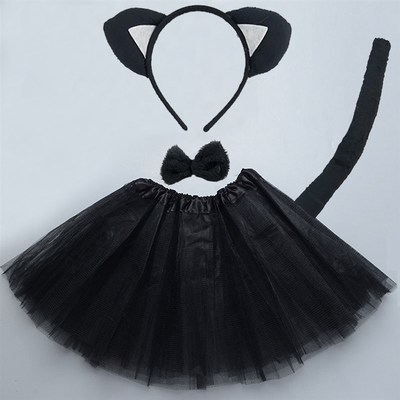 极速Kostum Kucing Hitam Putih Ulang Tahun Anak-Sanak Perempu