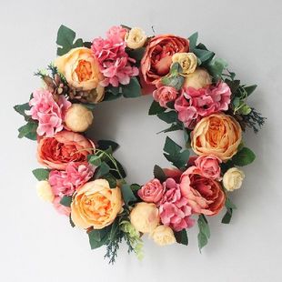 Flower Wreath Door Fake Hangin WalQl Peony Home 极速Silk for