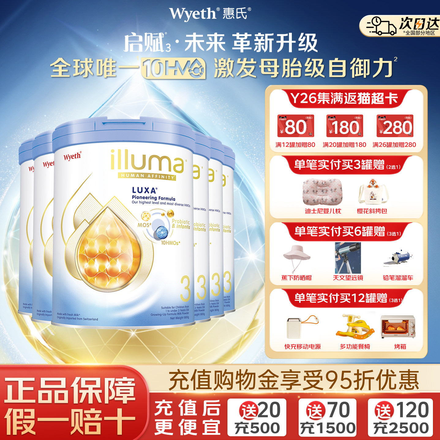 【现货】惠氏启赋未来3段10HMO婴儿奶粉800g瑞士原装进口*6罐装